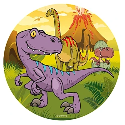 Abbildung von Dinosaur Round 20cm 8 inch Edible Sugar Cake Topper. Licensed Product. Dekora.