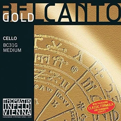 Abbildung von Thomastik Einzelsaite für Cello 4/4 Belcanto Gold G Saite Spiralkern, Umspinnung Multi composite alloy, mittel