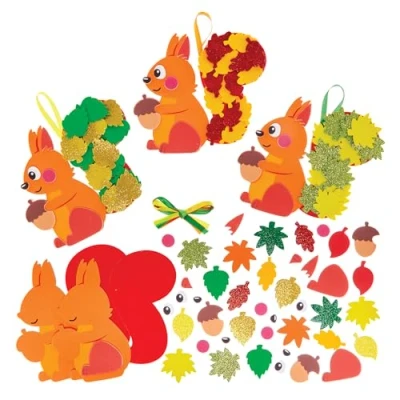 Abbildung von Baker Ross FX577 Laubige Eichhörnchen Mix&amp;Match Dekorationssets Packung mit 5, Herbstdekorationen für Kinder