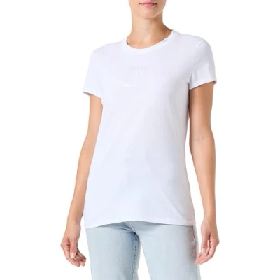 Abbildung von Armani Exchange Damen Slim Fit Silk Patch Monogram Logo Tee T Shirt, Optic White, M EU