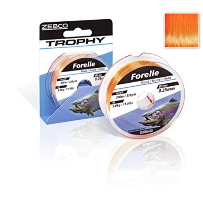 Abbildung von Zebco Qualitäts Trophy Forelle monofile Angelschnur Angel Zubehör Forellenschnur, Fluo orange, 0,18mm / 2,9Kg