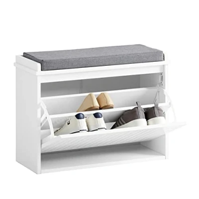 Abbildung von SoBuy Schuhkipper FSR98, Schuhschrank mit Klappe Schuhbank Sitzkissen Schuhkommode