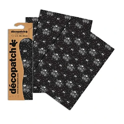 Abbildung von Decopatch Papier No. 764 (schwarz weiß Tatoo, 395 x 298 mm) 3er Pack
