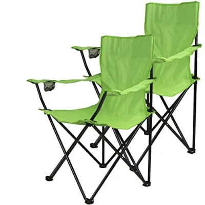 Abbildung von Nexos 2 er Set Angelstuhl Anglerstuhl Faltstuhl Campingstuhl Klappstuhl mit Armlehne und Getränkehalter praktisch robust leicht hellgrün