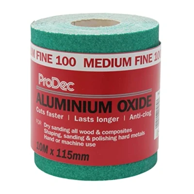 Abbildung von ProDec Schleifpapier, Körnung 100, mittelfein, Aluminiumoxid, 10 m x 115 mm, Rolle, grün