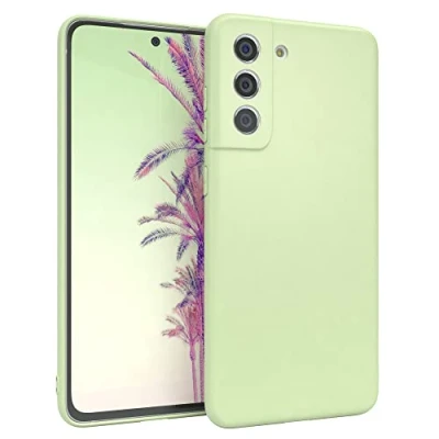 Abbildung von EAZY CASE Handyhülle Silikon mit Kameraschutz kompatibel Samsung Galaxy S21 FE 5G in Pastell Grün, Ultra dünn, Slimcover, Silikonhülle, Hülle, Softcase, Backcover