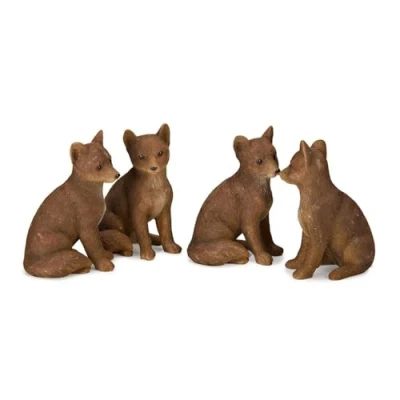 Abbildung von Loberon Fuchs 4er Set Survie, handbemalt, Weihnachtstischdeko, Weihnachtsfiguren, Weihnachtsdekoration, Weihnachten, Polyresin, braun