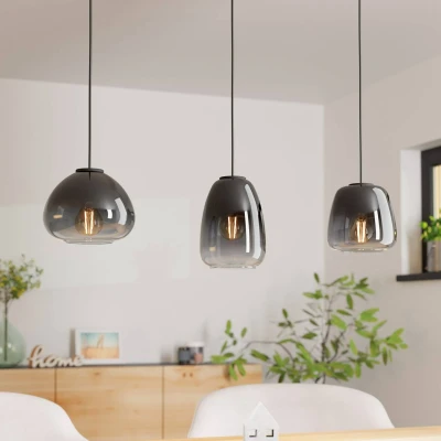 Abbildung von Hängelampe Aguilares, Rauchglas, 3 flammig, linear