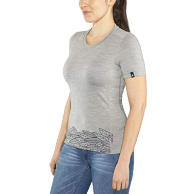 Abbildung von Odlo Damen Crew Neck Alliance T Shirt, Grey Melange Leaves on Waist Print SS19, S