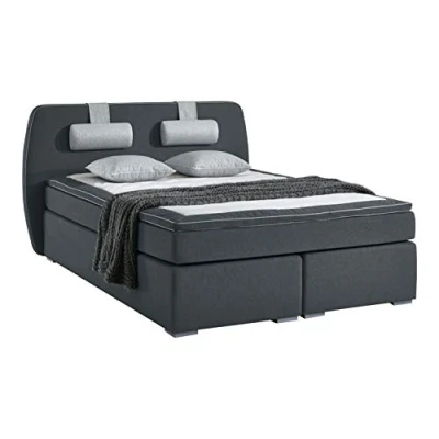 Abbildung von Atlantic Home Collection Boxspringbett REX, 180 x 200 cm, inklusive Topper (Härtegrad H2) und Nackenkissen, dunkelgrau