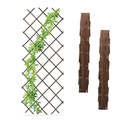 Abbildung von Relaxdays Rankgitter ausziehbar, 3er Set, 180x90 cm, Holz, Rankhilfe Kletterpflanzen, Holzgitter Wand, Spalier, braun