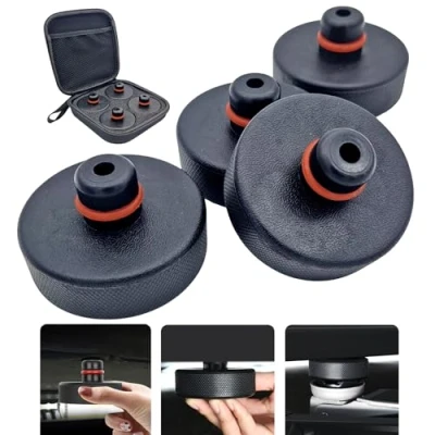 Abbildung von 4X Gummiauflage Wagenheber für Tesla Model Y 3 S X, Zubehör, Wagen Heber Pad, Auflage Rangierwagenheber, Gummi Jack Karosserie Unterlage Adapter