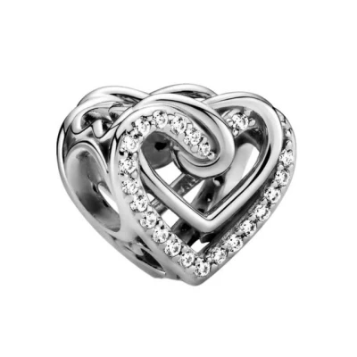 Abbildung von Pandora Entwined Hearts Charm, Damen, Größe: One Size, Sterling silver