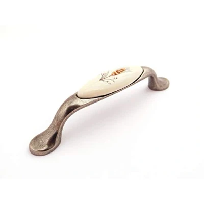 Abbildung von SO TECH® Möbelgriff Porzellangriff VENUS Silber Antik / Cremefarbig BA 96 mm, Griff Schrankgriff Schubladengriff incl. Schrauben