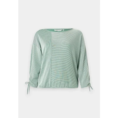 Abbildung von TOM Tailor Denim Structured Stripe Langarmshirt, Damen, Größe: XS, Green/white