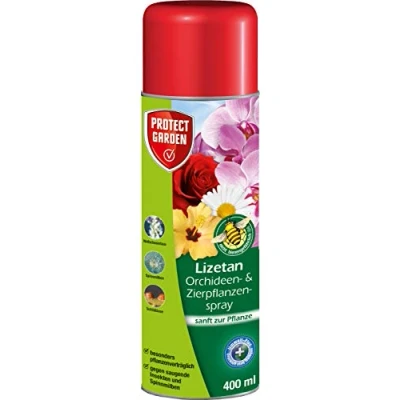 Abbildung von PROTECT GARDEN Lizetan Orchideen und Zierpflanzenspray, gegen hartnäckige Schädlinge wie Blattläuse, Wollläuse, Schildläuse, Spinnmilben, 400 ml Spray, Weiß