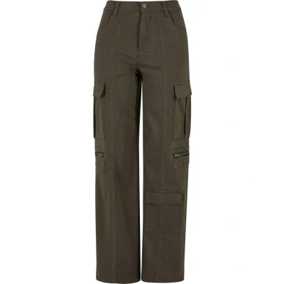 Abbildung von Urban Classics Utility Stretch Twill Cargohose, Damen, Größe: 28, Blackolive