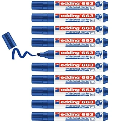 Abbildung von edding 663 Whiteboardmarker blau 10 Whiteboard Stifte Keilspitze 1 5 mm Boardmarker abwischbar für Whiteboard, Flipchart, Magnettafel, Pinnwand, Memoboard Sketchnotes nachfüllbar
