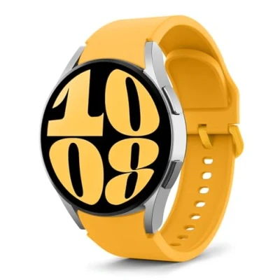 Abbildung von MoKo Armband Kompatibel mit Samsung Galaxy Watch 7 FE 6 5 4 40mm 44mm/Watch Classic 43mm 47mm/Watch Pro 45mm/Watch 42mm 46mm, Weiches Silikon Ersatzarmband, Gelb