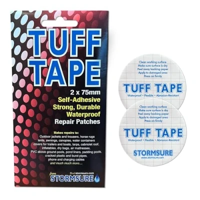 Abbildung von TUFF Tape 5x 75mm Round Patch Pack Waterproof, Self Adhesive, Durable Patches for Down Jacket Repairs