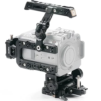 Abbildung von Tilta Kamerakäfig kompatibel mit Sony FX6 Vertikal Montage Kit Videofilmer Rig Griff, Schnellwechsel Grundplatte, V Mount Akkuplatte ES T20 C