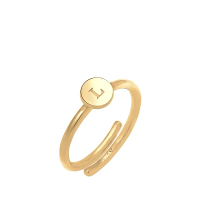 Abbildung von Elli Ring Damen Buchstabe L Kreis Verstellbar Basic in 925 Sterling Silber Vergoldet