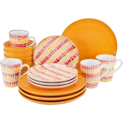 Abbildung von CreaTable Kombiservice &quot;Geschirr Set Marbella&quot;, (Set, 16 tlg., Kaffeeservice und Tafelservice im Set, für 4 Personen), Service, südländisches Dekor, Made in Europe, Teile, Personen