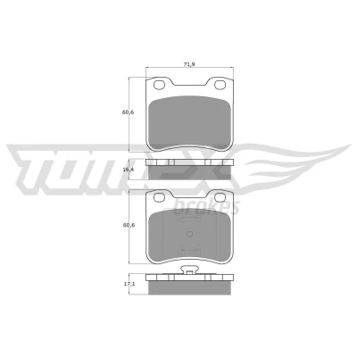 Abbildung von TOMEX brakes TX 11 96 Bremsbelagsatz Vorderachse CITROËN: Saxo Schrägheck, AX, PEUGEOT: 106 I Schrägheck