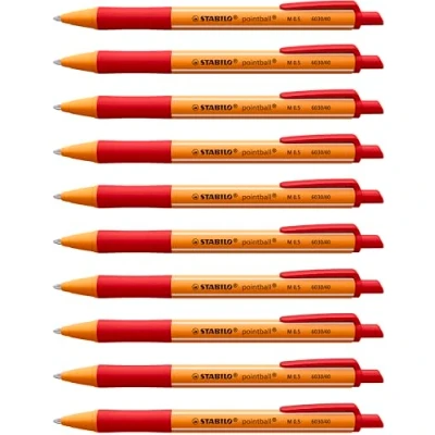 Abbildung von Druck Kugelschreiber STABILO pointball 10er Pack rot