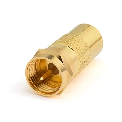 Abbildung von conecto Antennen Adapter, F Stecker auf IEC Buchse, Adapter zum Verbinden von Anschlüssen mit Sat Anschlüssen, vergoldet, 1er Set