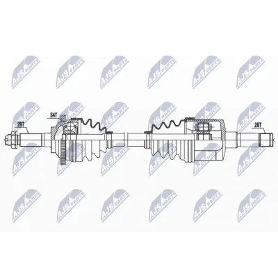 Abbildung von NTY NPW KA 372 Antriebswelle Vorderachse links 626 Automatikgetriebe KIA: CARNIVAL 2
