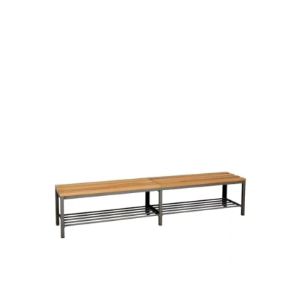Abbildung von furni24 Bank Umkleidebank, Sitzbank für Umkleideräume mit Schuhrost BxHxT: 200x42x40 cm, Umkleidesitzbank, Garderobenbank, Sportbank, Echtholz Fitnessstudio