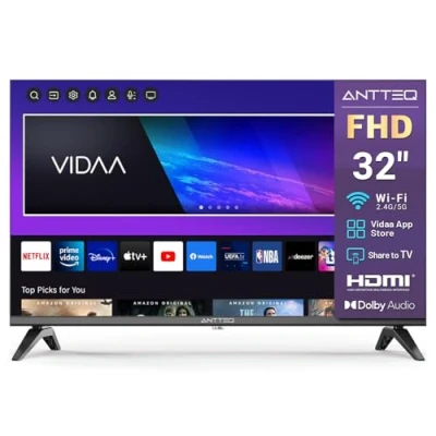 Abbildung von Antteq L32 AVF3N1 Fernseher 32 Zoll (81 cm) Smart TV,FHD,Triple Tuner(DVB T2/S2/C),App Store,Netflix,Prime Video,DAZN,UVM,WiFi,Hotelmodus,2024