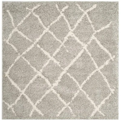 Abbildung von SAFAVIEH Zottelig Teppich für Wohnzimmer, Esszimmer, Schlafzimmer Berber Shag Collection, Kurzer Flor, Hellgrau und Creme, 155 X cm