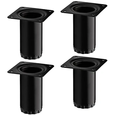 Abbildung von SO TECH® Möbelfuß 4 Stück BRAVO Höhe 80 mm (10 mm) Ø 40 schwarz matt, höhenverstellbar, aus Stahl, belastbar bis 50 kg pro Stützfuß