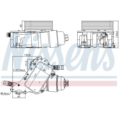Abbildung von NISSENS 91339 Ölkühler mit Ölfiltergehäuse Filter RENAULT: GRAND SCENIC 3, Espace 5, NISSAN: Qashqai / Qashqai+2 I, 2