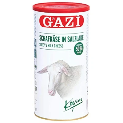 Abbildung von Gazi Schafskäse in Salzlake 4x 800gramm Schafkäse Schaf Käse Sheep cheese Koyun peyniri 50% Fett i.Tr. aus 100% Schafmilch, mikrobielles Lab, vegetarisch, Halal, glutenfrei, zu Börek, Salat