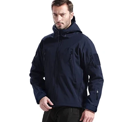 Abbildung von FREE SOLDIER Herren Winterjacke Military Softshell Jacken Outdoor Fleecefutter Winddichte Wasserdichte Jacke mit Kapuze Warme Taktische Mehreren Taschen für Jagdausflüge (Navy,XL)