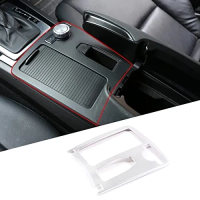 Abbildung von DIYUCAR für C Klasse W204 2008 2014 Auto ABS Mattmatt Silber Mittelkonsole Getränkehalter Rahmenverkleidung Zubehör Benz E W212 Coupé W207 C207 Rechtslenker