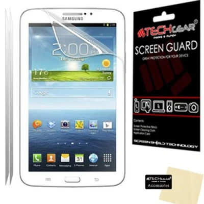 Abbildung von TECHGEAR [2 Stück Displayschutz für Samsung Galaxy Tab 3 7.0 Zoll SM T210 T211 T215 (P3200 P3210) Ultra Klare Schutzfolie mit Reinigungstuch + Applikationskarte