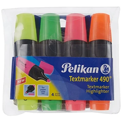 Abbildung von Pelikan 943324 Textmarker 4er Etui gelb / rosa orange grün