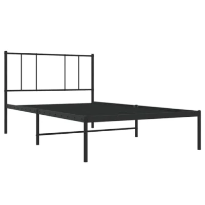 Abbildung von vidaXL Bettgestell, Bettrahmen mit Kopfteil Lattenrost, Metallbett Bett für Schlafzimmer, Einzelbett Gästebett, Metall Schwarz 80x200cm