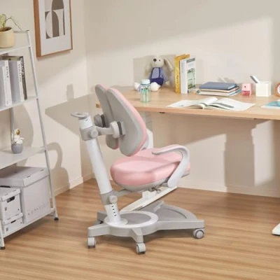 Abbildung von [en.casa] Kinderschreibtischstuhl Partille mit Rollen Kinder Drehstuhl höhenverstellbar Rosa ergonomisch Kinderstuhl mitwachsend 99 x 55 76 cm