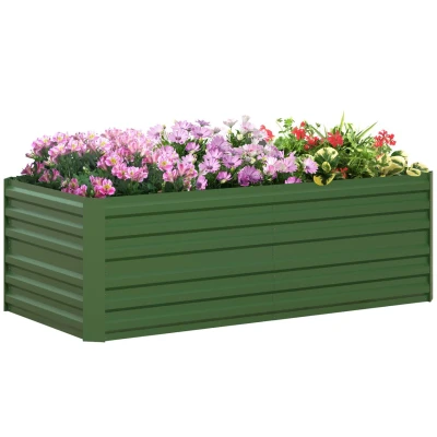 Abbildung von Outsunny Hochbeet aus Stahl, Pflanzbeet Frühbeet Gartenbeet Blumenkasten