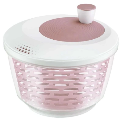 Abbildung von Westmark Salatschleuder, Fassungsvermögen: 4,4 Liter, ø 23,5 cm, Kunststoff, BPA frei, Spinderella, Farbe: Transparent/Weiß/Rosa, 2430226P