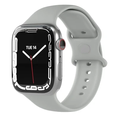 Abbildung von EAZY CASE Sport Armband kompatibel mit Apple Watch 42mm 44mm 45mm 46mm 49mm verstellbares Ersatzarmband aus Silikon Loop für Serie 10 9 8 7 6 5 4 3 2 1 SE Ultra Damen Herren Grau