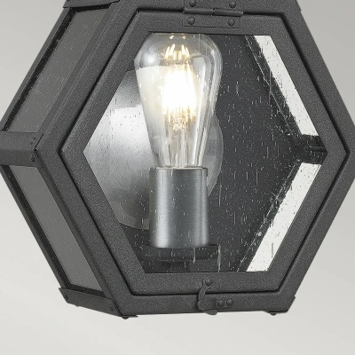 Abbildung von Elstead Lighting QN Heath S MB QUINTIESSE Wandleuchte E27 1x40W IP44 Aluminium schwarz fleckig, Glas klar L:12.5cm H:41.8cm B:26.7cm dimmbar