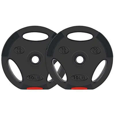 Abbildung von Signature Fitness Vinyl Standard 2.5 cm Hantelscheibe für Krafttraining und Gewichtheben, 4,5 kg, Paar