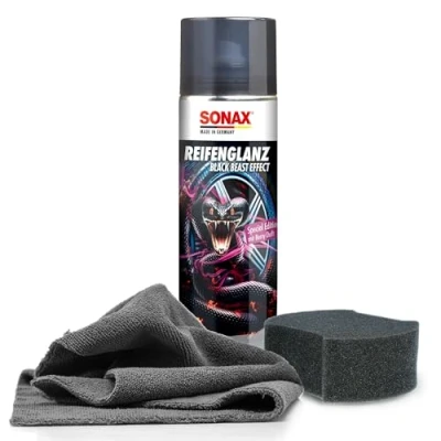 Abbildung von Sonax Reifen Glanz Set Special Edition mit Schwamm und Tuch Reifenpflege, Mikrofasertuch Applikatorschwamm