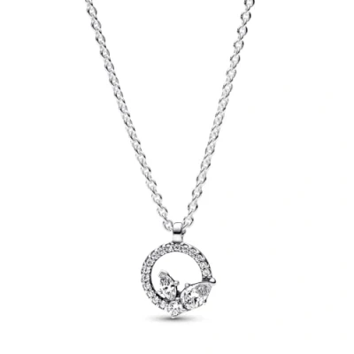 Abbildung von PANDORA Timeless Funkelnde Herbarium Kreis mit Cluster Anhänger Halskette aus Sterling Silber Zirkonia Steinen, Größe 45cm, 392620C01 45